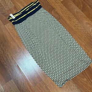 Max Studio High-Waist Navy and Yellow Patterned Tube Skirt Women’s Size Small